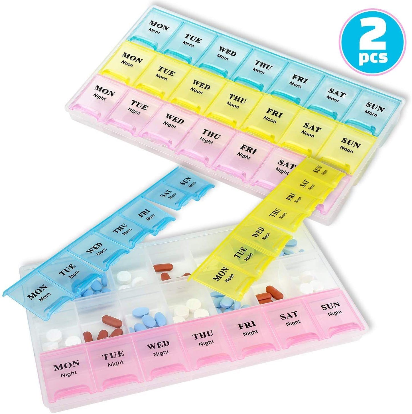 21 Slot Pill Storage Box 7 Days Medicine Weekly Tablet Holder Storage Organizer