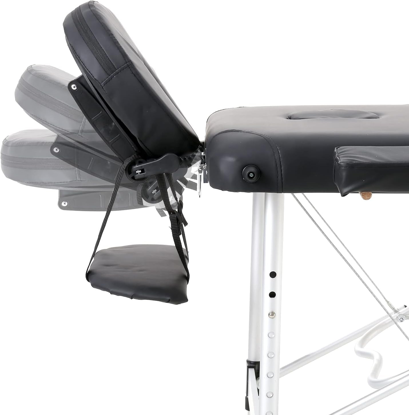 Portable Foldable Massage Bed Aluminum Frame 3 Sections Professional Spa Table (Black)