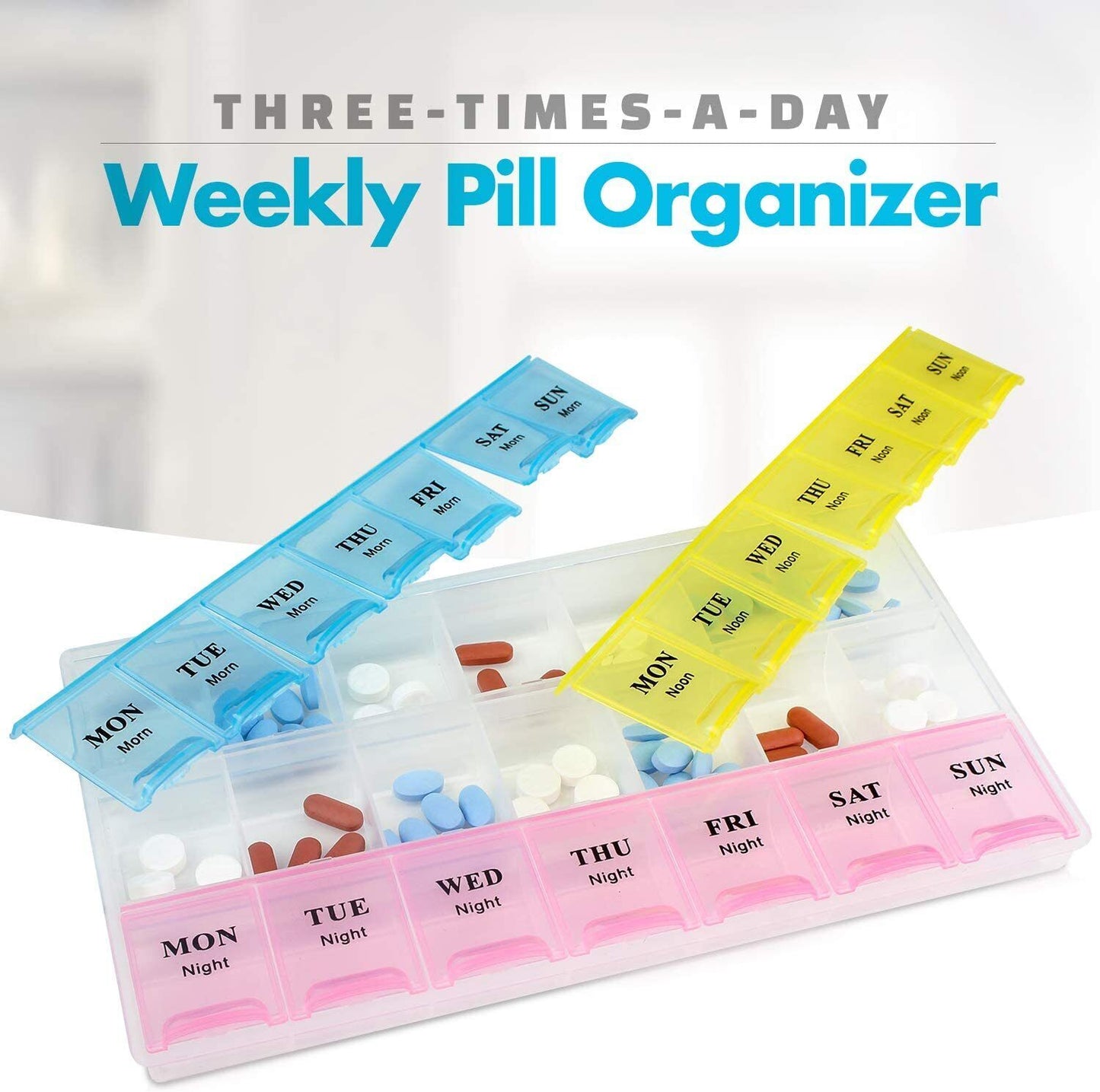 21 Slot Pill Storage Box 7 Days Medicine Weekly Tablet Holder Storage Organizer