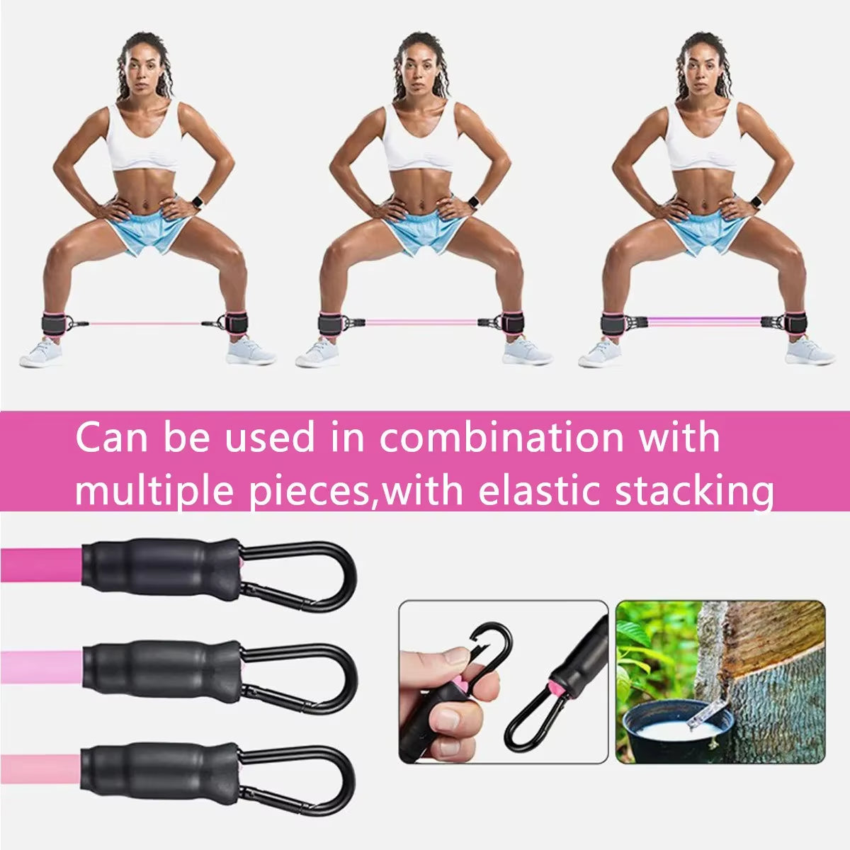 Ankle Straps Resistance Band Set Fitness Yoga Elastic Bands Hip Booty Thigh Squat Gym Leg Strength Ankle Cuff for Cable Machines