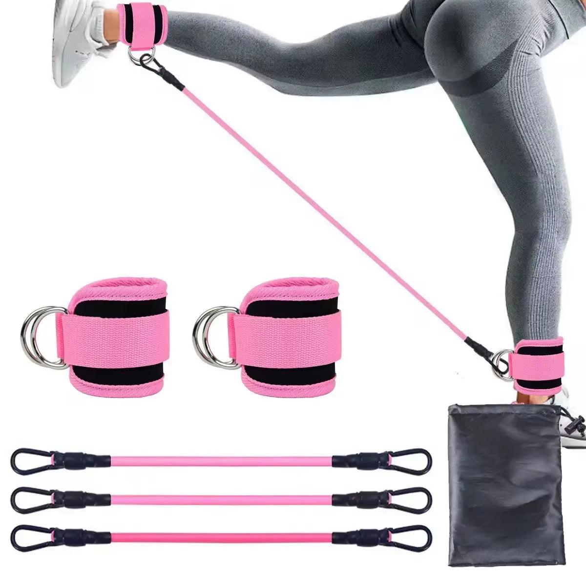 Ankle Straps Resistance Band Set Fitness Yoga Elastic Bands Hip Booty Thigh Squat Gym Leg Strength Ankle Cuff for Cable Machines