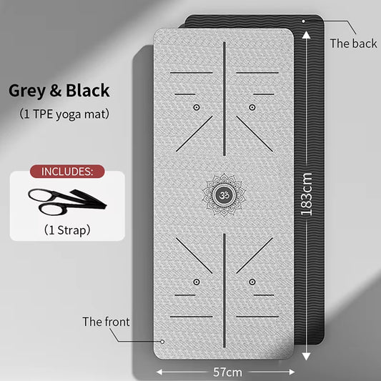 TPE Yoga Mat,Eco-Friendly Non-Slip Exercise & Fitness Mat for Men&Women with Carrying Strap, Home Workout Mat for Yoga,Pilates
