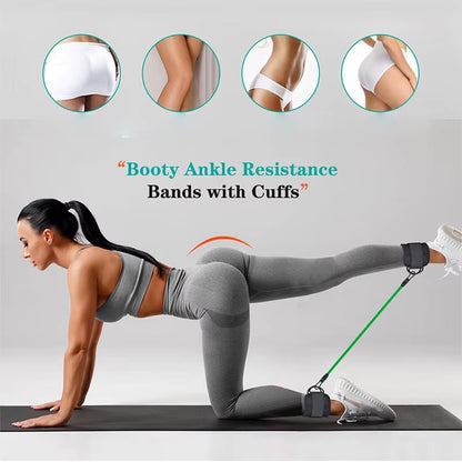 Ankle Straps Resistance Band Set Fitness Yoga Elastic Bands Hip Booty Thigh Squat Gym Leg Strength Ankle Cuff for Cable Machines