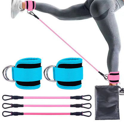 Ankle Straps Resistance Band Set Fitness Yoga Elastic Bands Hip Booty Thigh Squat Gym Leg Strength Ankle Cuff for Cable Machines