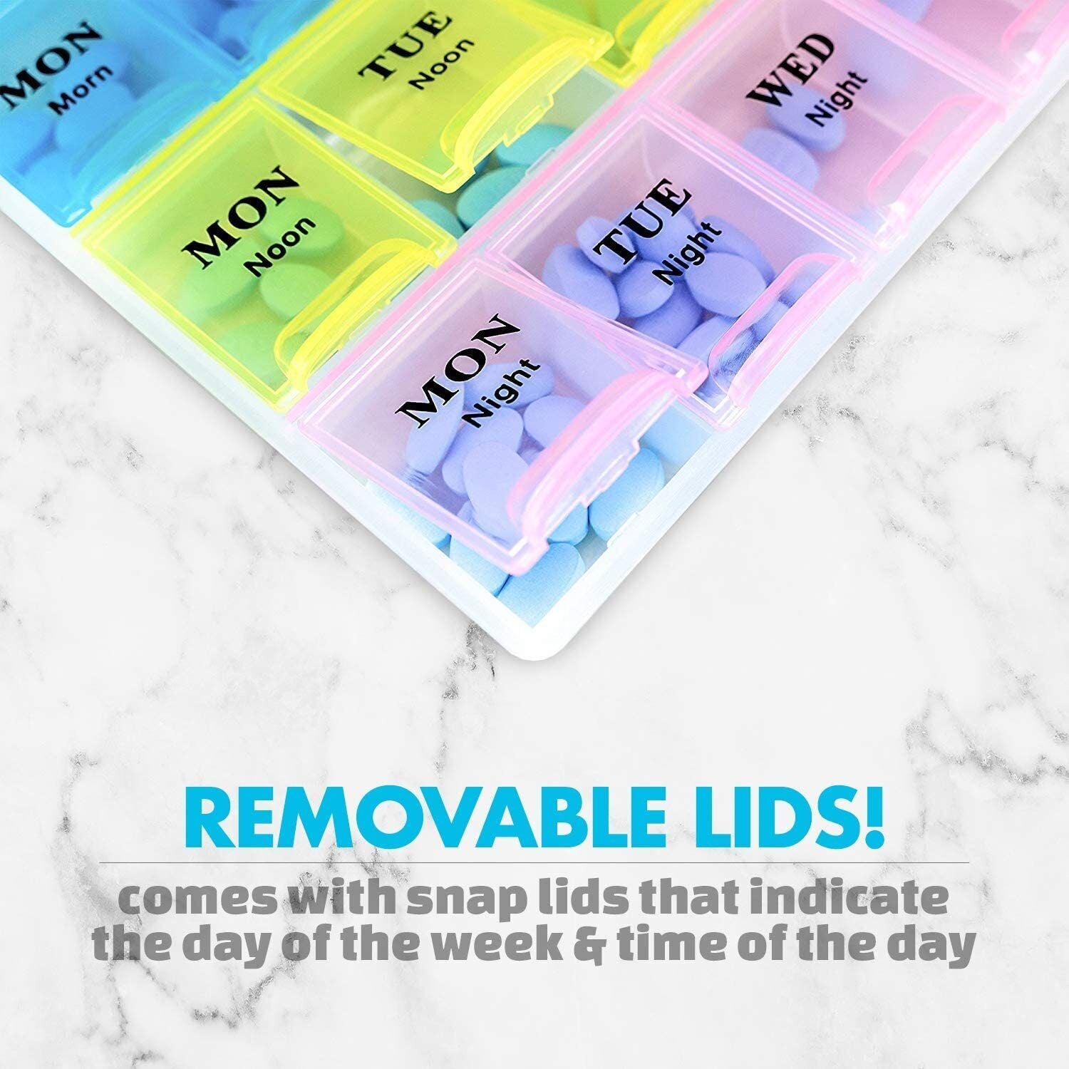 21 Slot Pill Storage Box 7 Days Medicine Weekly Tablet Holder Storage Organizer