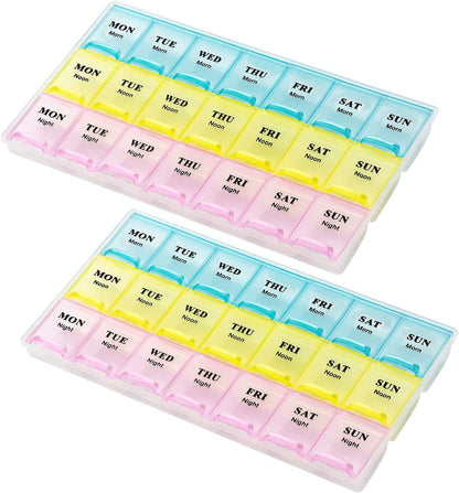 21 Slot Pill Storage Box 7 Days Medicine Weekly Tablet Holder Storage Organizer